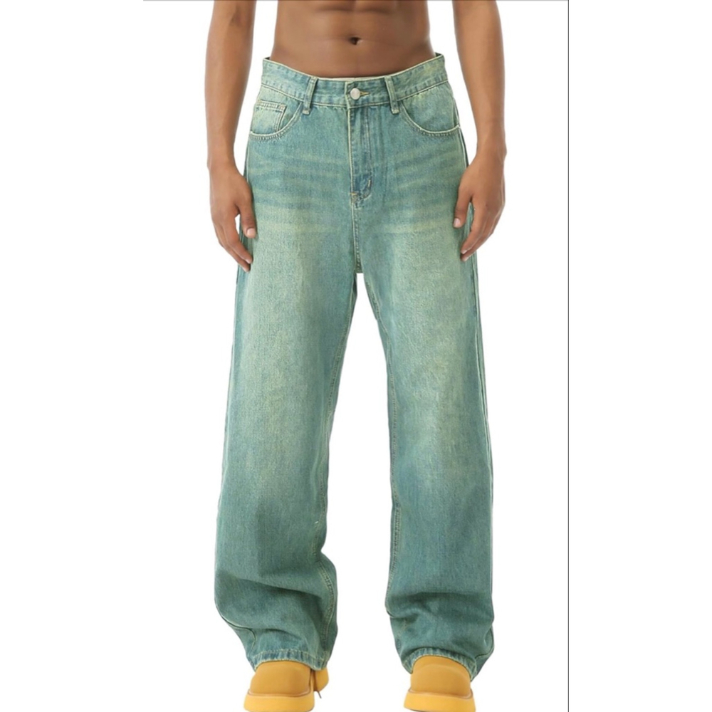 NEW Men Wide Leg Y2k Hip Hop Skater Denim Baggy Loose Jeans 34/28
